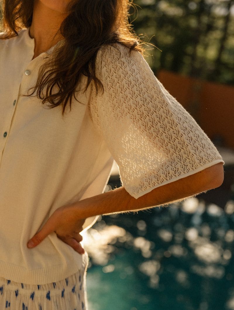 Chaqueta de verano blanca con manga calada - Imagen 5