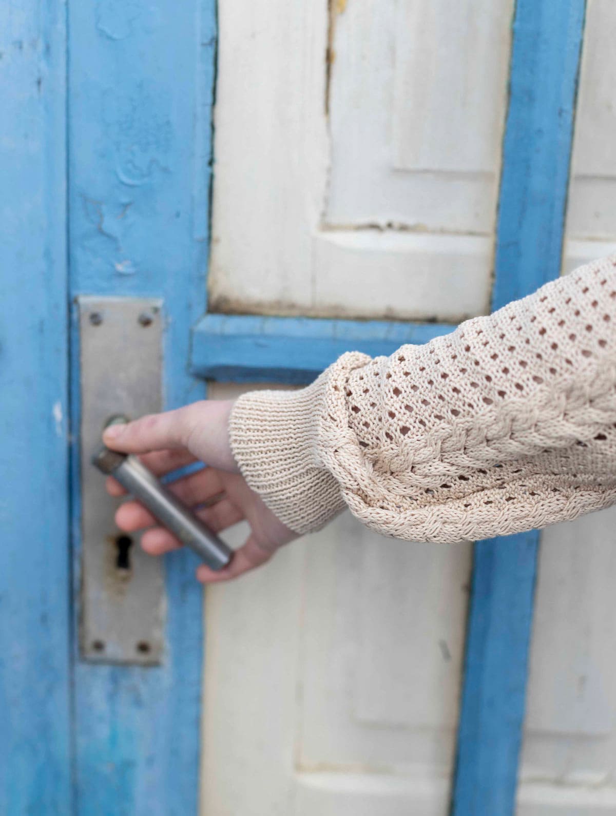 Cárdigan punto calado de algodón orgánico arena - Imagen 6