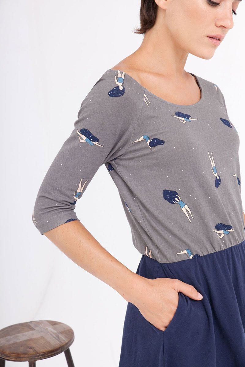 Vestido manga ranglan efecto dos piezas - Imagen 3