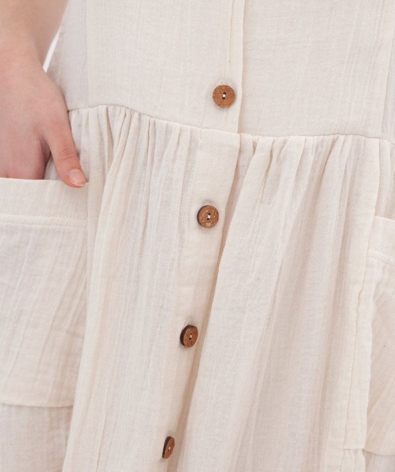 Vestido midi crudo con tirantes de algodón orgánico - Imagen 4