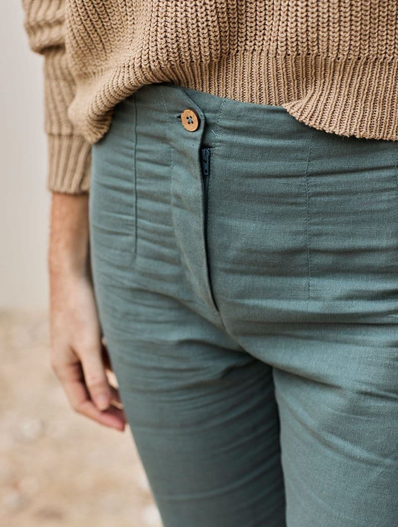 Pantalón de cintura alta de lino y algodón orgánico - Imagen 5