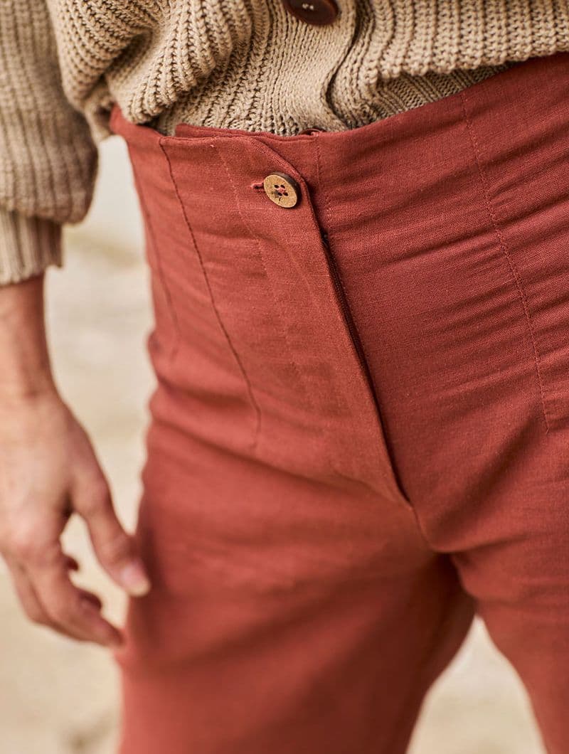 Pantalón de cintura alta de lino y algodón orgánico - Imagen 3