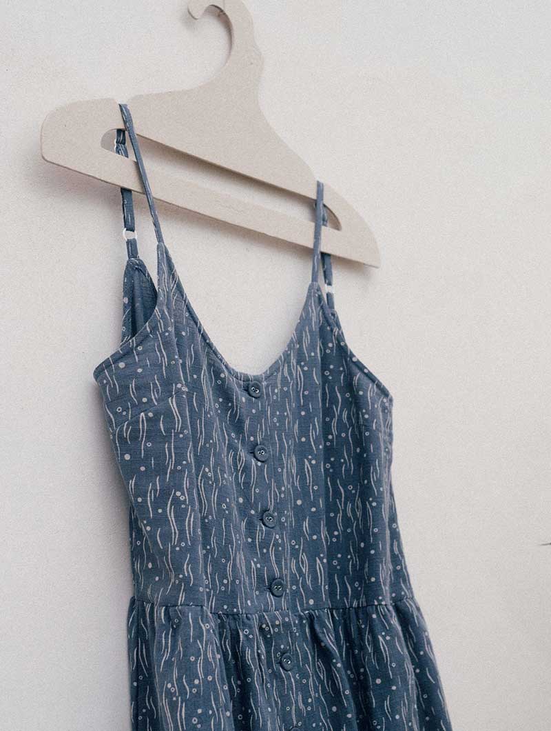 Vestido tirantes bruma azul de algodón orgánico - Imagen 7