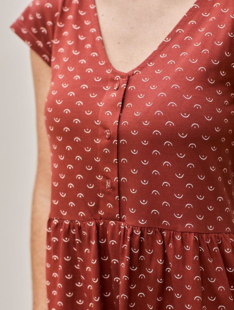 Vestido reversible rojo tetas de algodón orgánico - Imagen 6