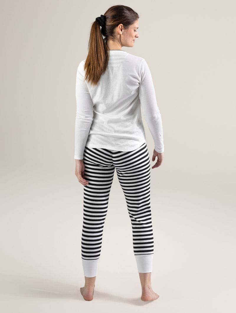 Pijama a rayas algodón orgánico blanco y negro - Imagen 3