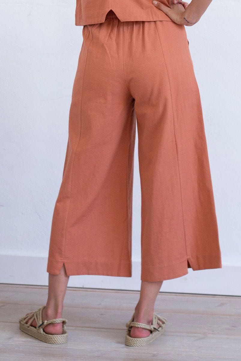Pantalón culotte de algodón orgánico y lino - Imagen 3