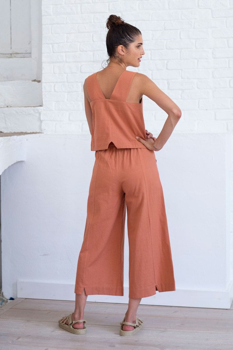 Pantalón culotte de algodón orgánico y lino - Imagen 6