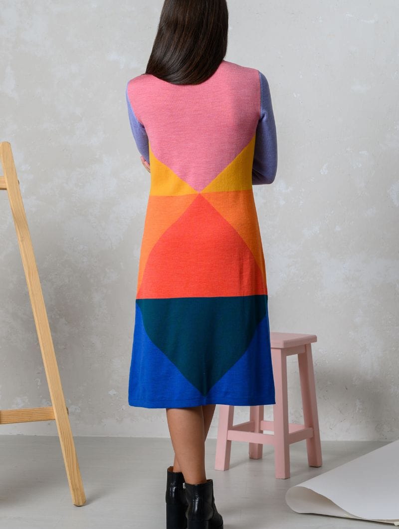 Vestido geométrico de colores 100% lana merino - Imagen 3