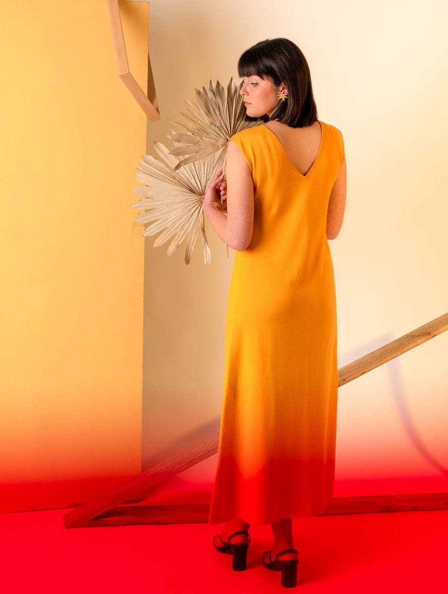 Vestido largo de punto de colores lisos - Imagen 9