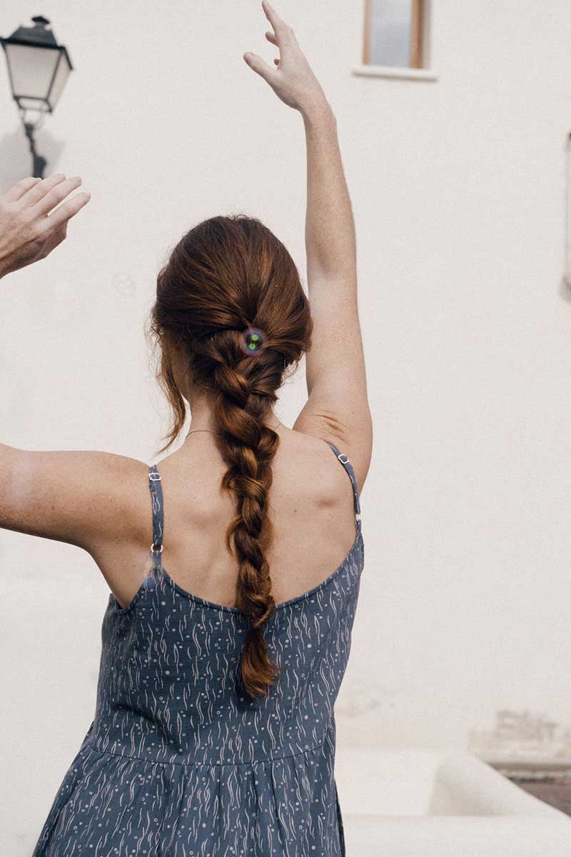 Vestido tirantes bruma azul de algodón orgánico - Imagen 6