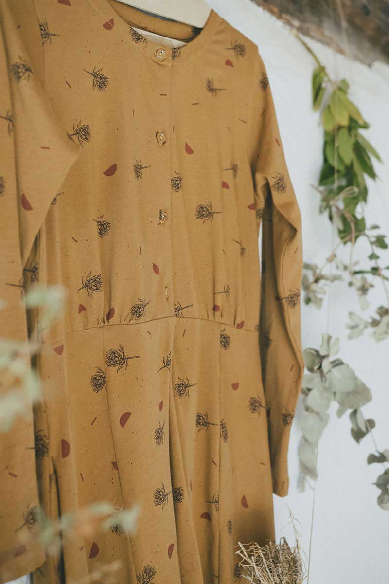 Vestido escote redondo con flores de cardo ecológico - Imagen 7