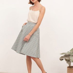 Falda de algodón orgánico azul claro estampada