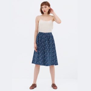 Falda estilo retro azul de algodón orgánico