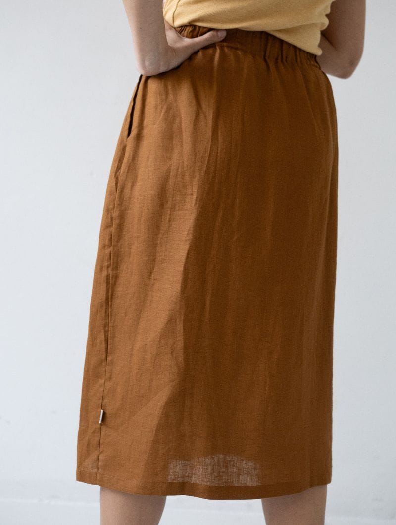 Falda midi con botones 100% lino - Imagen 5