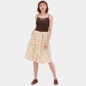 Falda midi de algodón orgánico con estampado abstracto