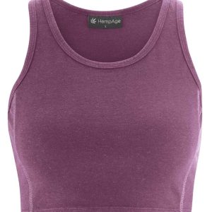 Top yoga púrpura de cáñamo y algodón orgánico