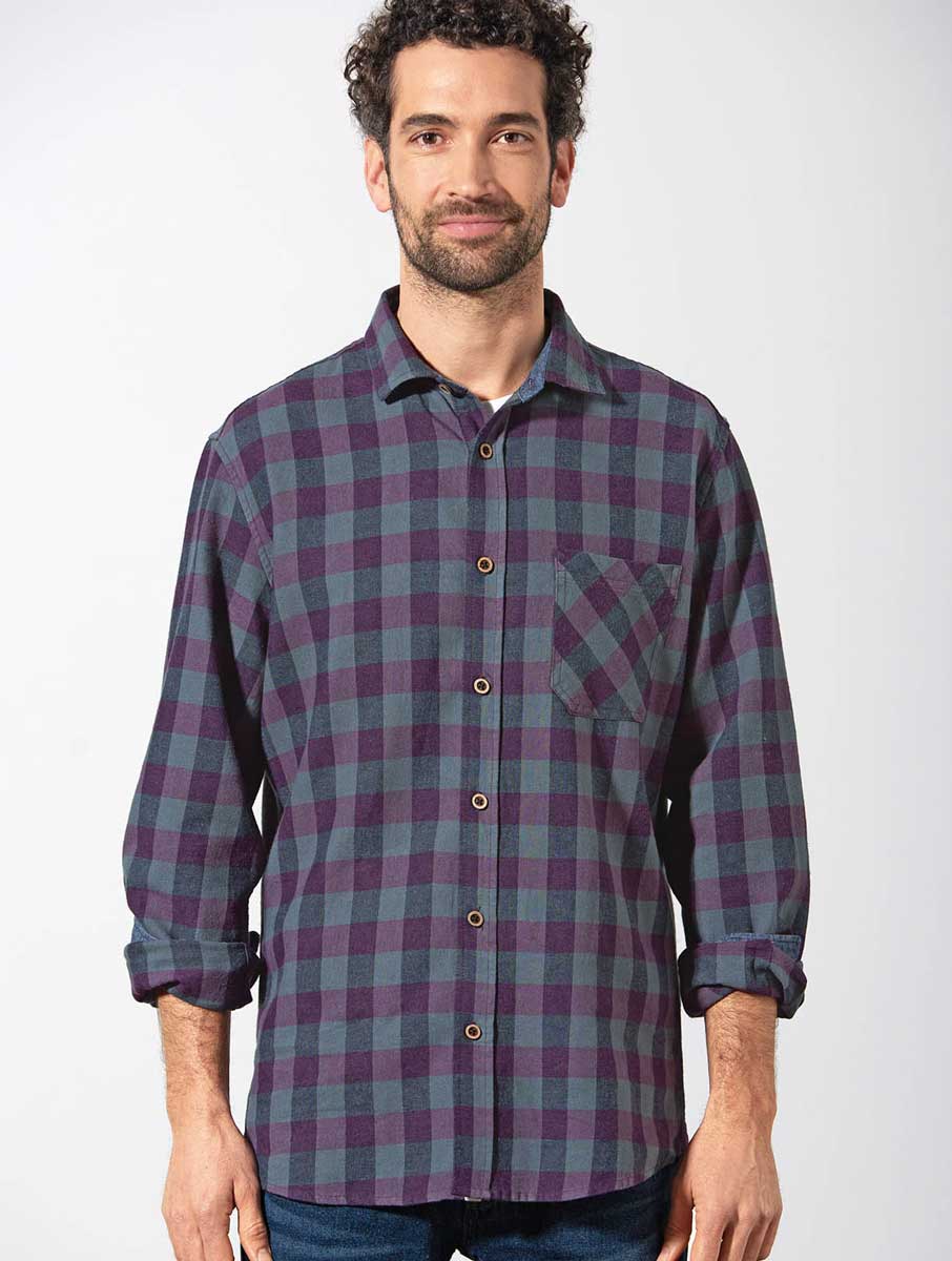 Camisa de cuadros hombre. Ropa de cáñamo y algodón orgánico - Imagen 3