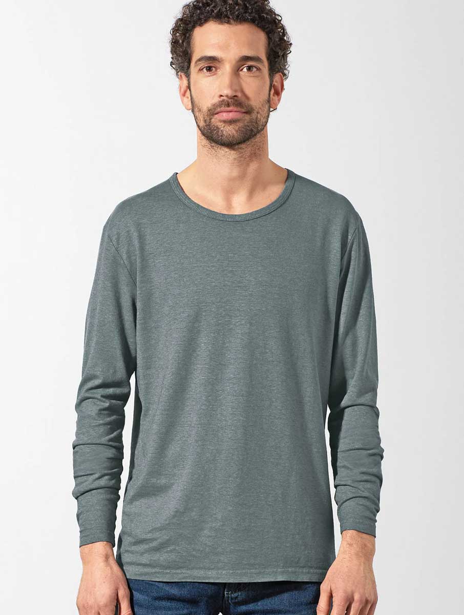 Camiseta lisa manga larga hombre 100% ecológica - Imagen 8