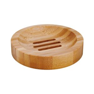 Jabonera baño de bambú redonda