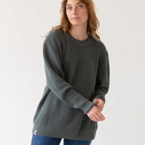 Jersey largo azul mujer de algodón ecológico