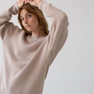 Jersey largo beige para mujer de algodón ecológico