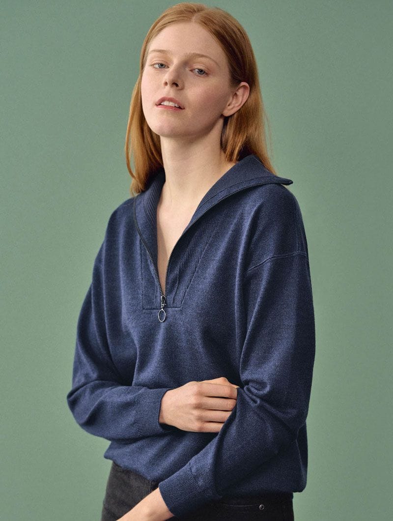 Jersey cremallera mujer de lana 100% sostenible - Imagen 2