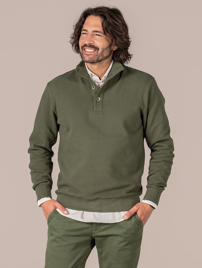 Jersey cuello alto con botones hombre de algodón orgánico - Imagen 7
