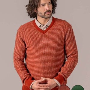 Jersey cuello V para hombre de lana orgánica