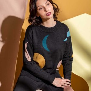 Jersey de lana estampado fases lunares