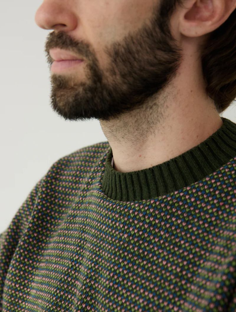 Jersey de punto jaspeado con cuello redondo para hombre - Imagen 3