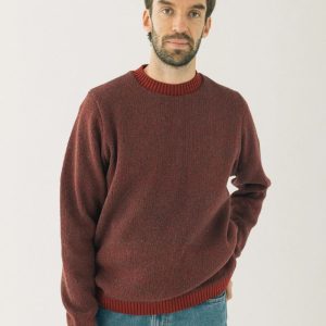 Jersey de punto jaspeado con cuello redondo para hombre