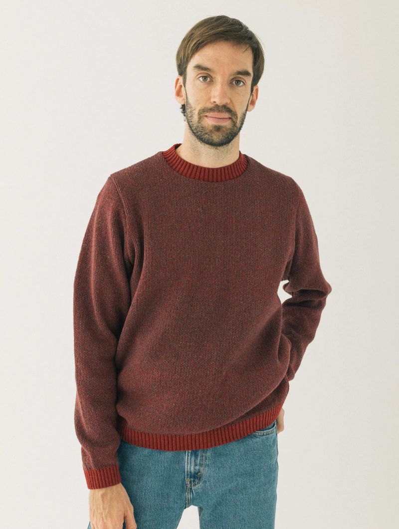 Jersey de punto jaspeado con cuello redondo para hombre - Imagen 2