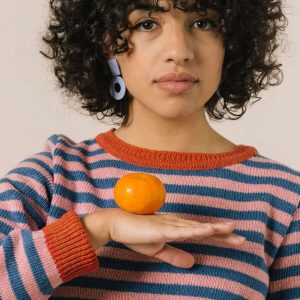 Jersey rayas mujer naranja de lana reciclada