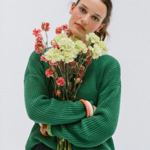 Jersey grueso verde para mujer