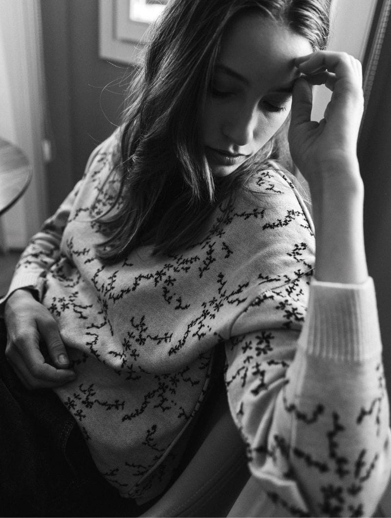 Jersey jacquard beige de lana merino - Imagen 5