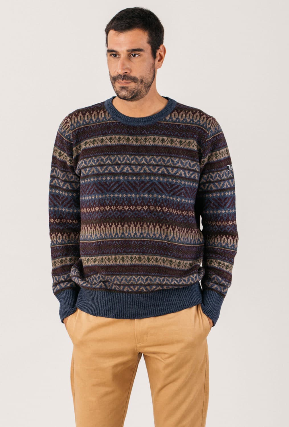 Jersey jacquard hombre de lana reciclada - Imagen 4