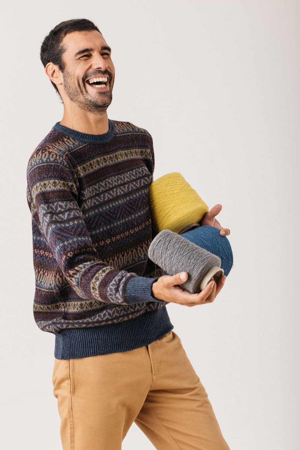 Jersey jacquard hombre de lana reciclada - Imagen 2