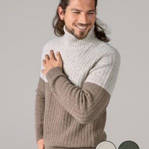 Jersey de lana cuello alto para hombre 100% orgánico