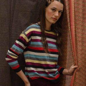 Jersey de lana merino de rayas multicolor