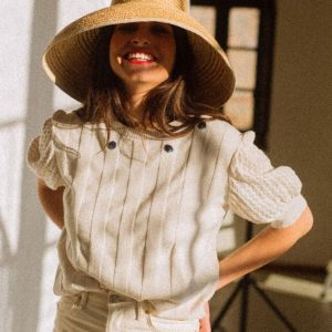 Jersey manga abullonada bordado