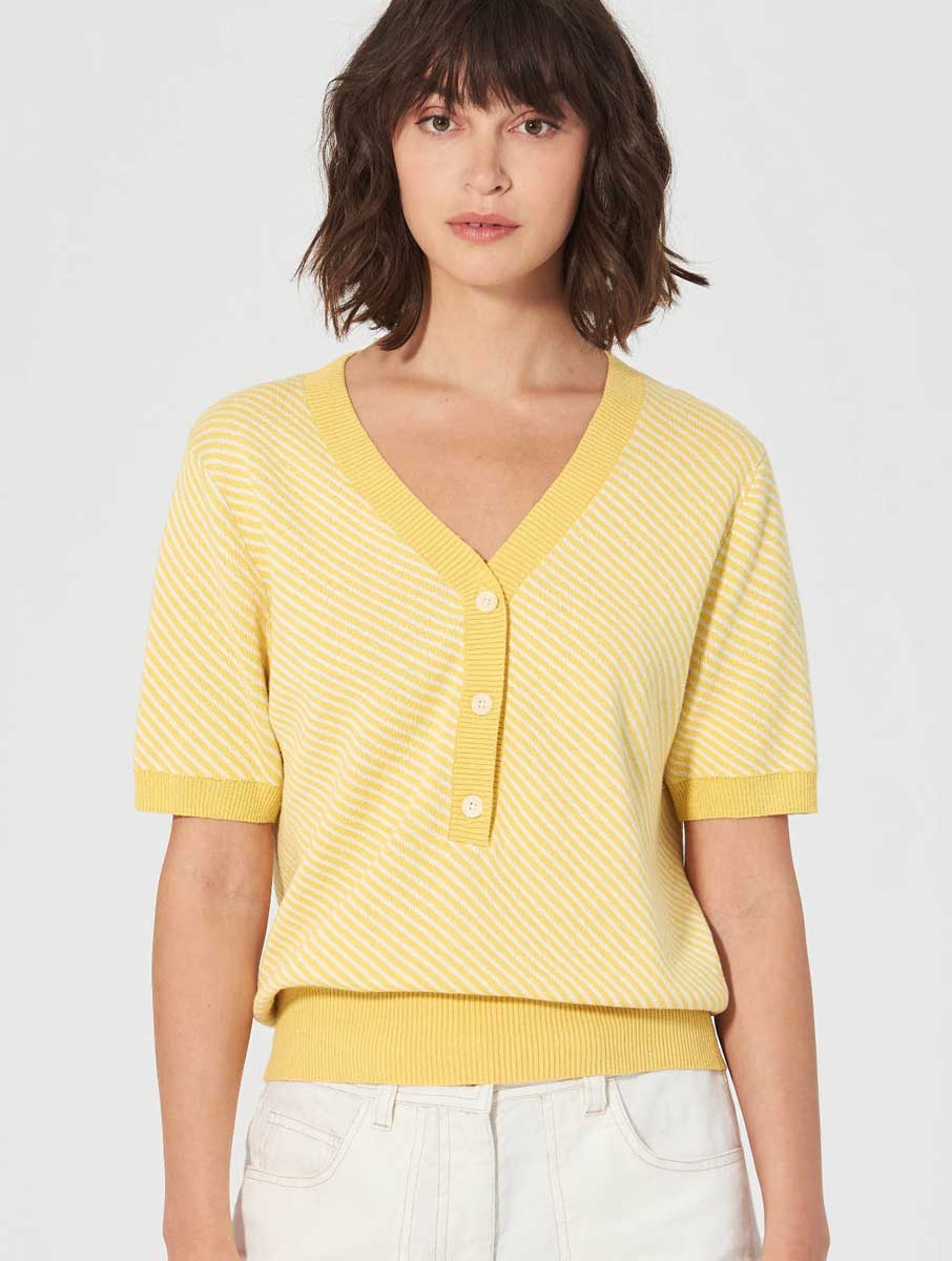 Jersey manga corta con rayas diagonales ecológico - Imagen 6