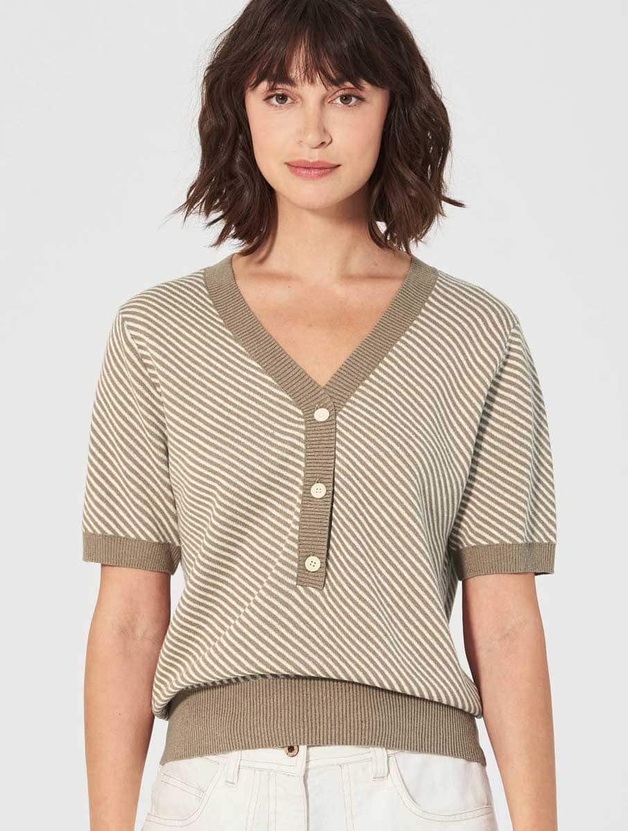 Jersey manga corta con rayas diagonales ecológico - Imagen 4