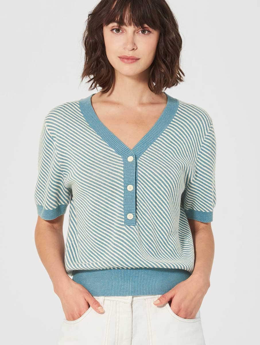 Jersey manga corta con rayas diagonales ecológico - Imagen 5