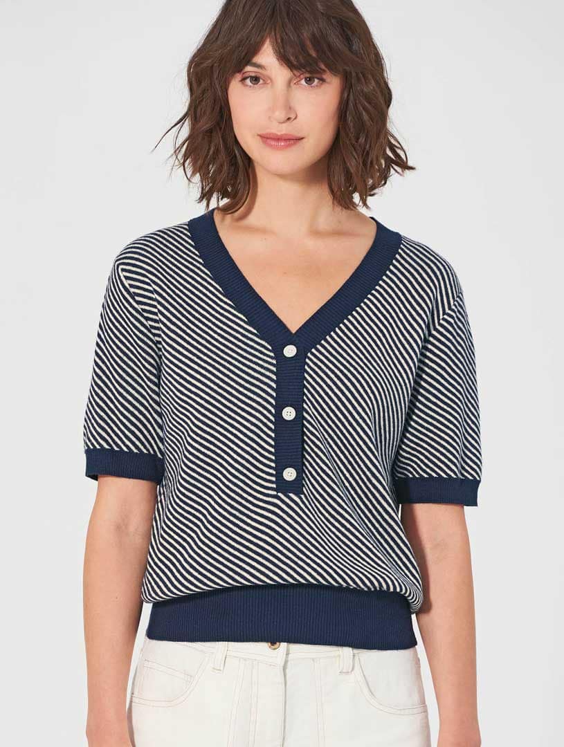 Jersey manga corta con rayas diagonales ecológico - Imagen 7