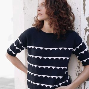 Jersey manga corta marino de algodón ecológico