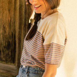 Jersey manga corta mujer de rayas