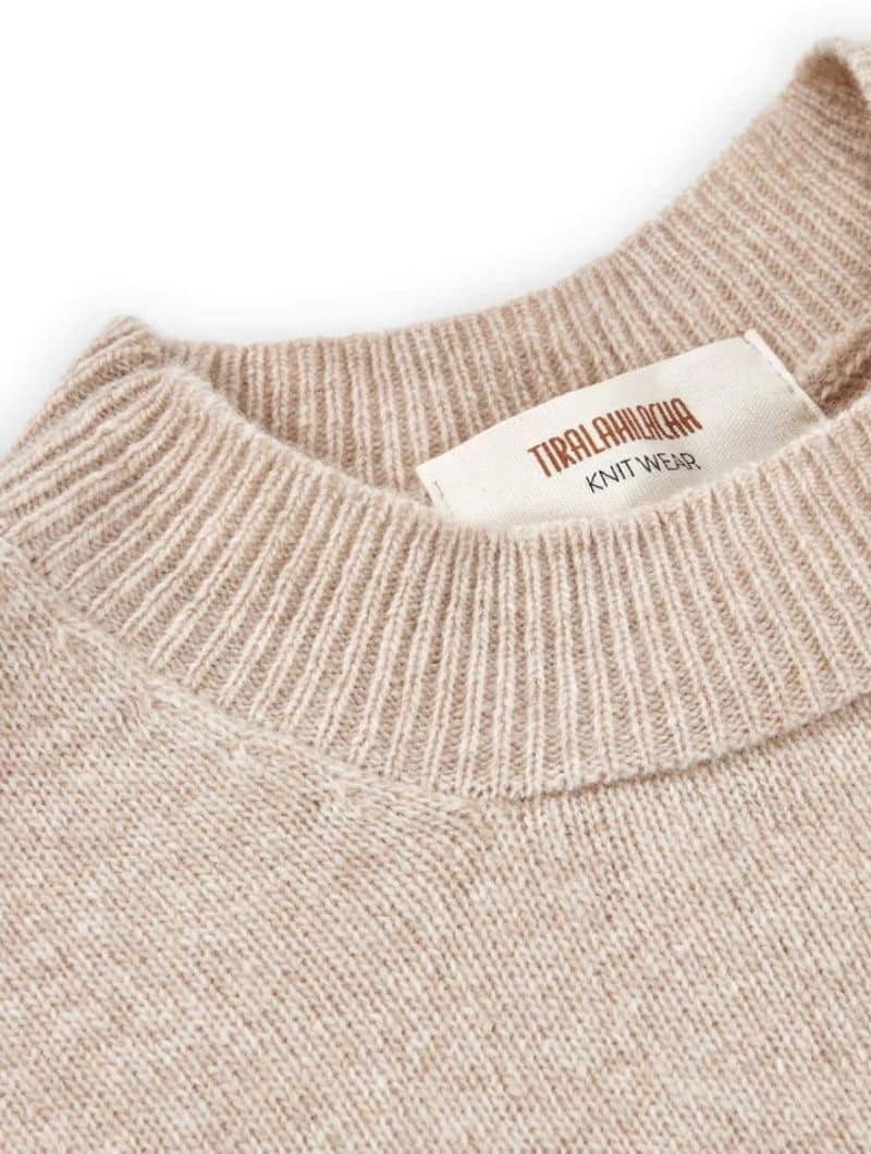 Jersey manga murciélago beige de lana merino - Imagen 7