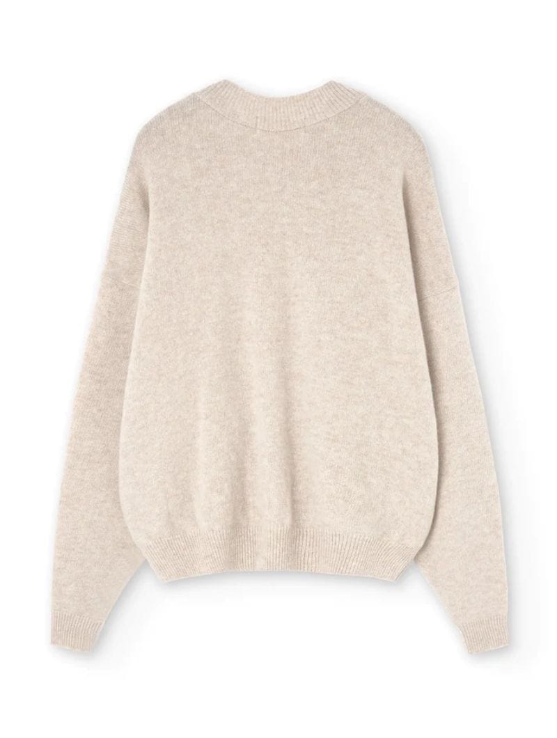 Jersey manga murciélago beige de lana merino - Imagen 6