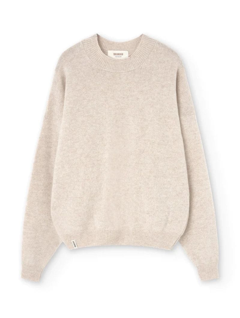 Jersey manga murciélago beige de lana merino - Imagen 5