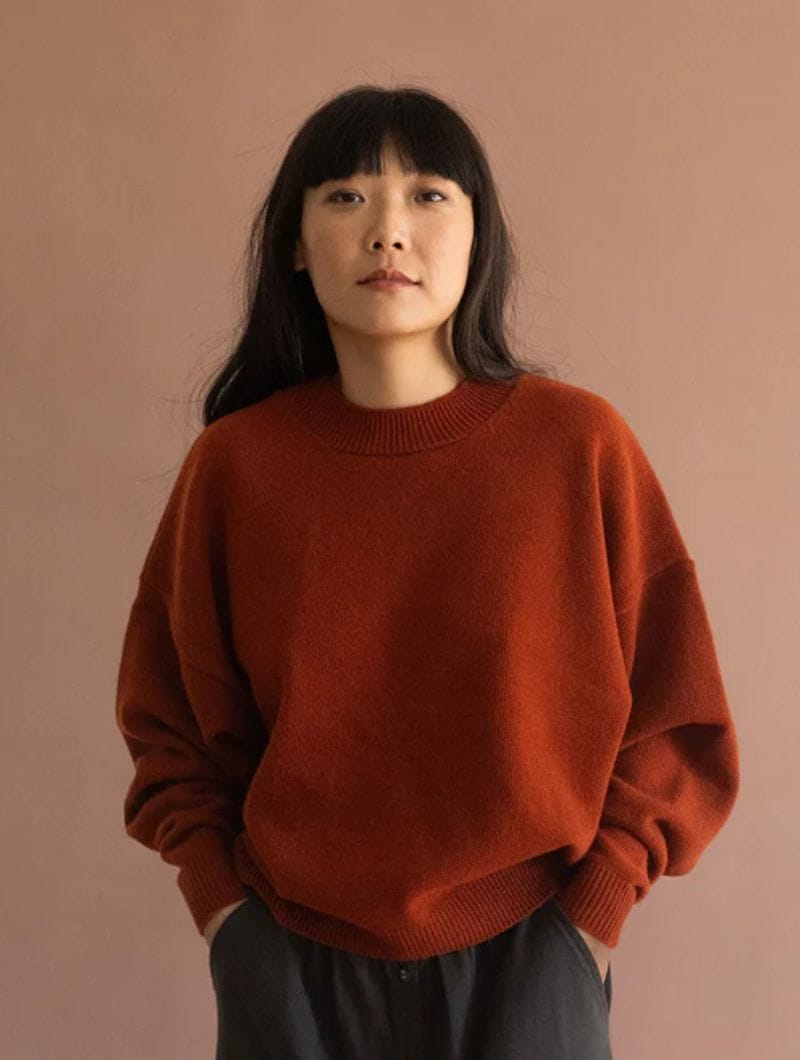 Jersey manga murciélago de lana merino rojo